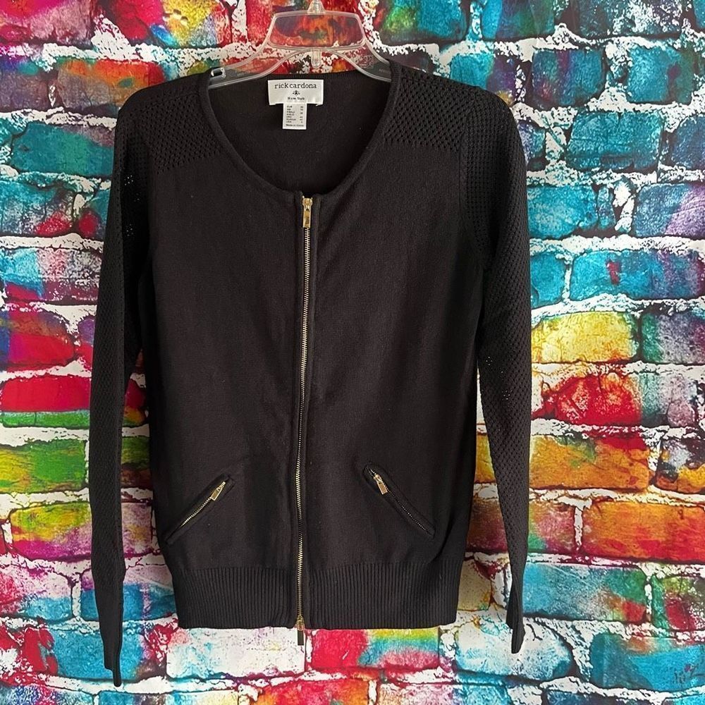 Rick Cardona New York Cotton Silk Blend Full Zip Cardigan Sweater Size 4